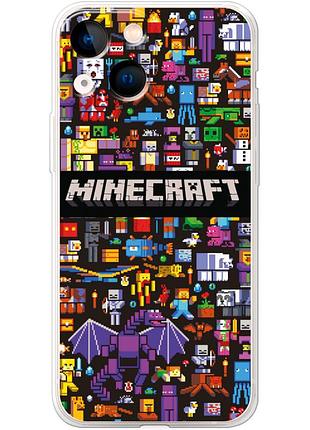 Чехол силиконовый с картинкой на iphone 13 mini (майнкрафт, minecraft)