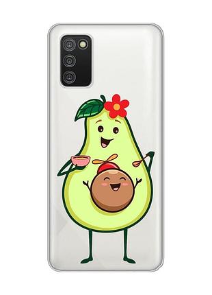 Прозрачный чехол для samsung galaxy a02s :: малыш авокадо (принт 309)