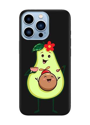 Матовый чехол с черными боками на apple iphone 13 pro max :: малыш авокадо (принт 309)