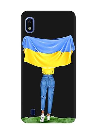 Матовий чохол з чорними боками на samsung galaxy a10 (2019) a105 :: дівчина з прапором (принт 263)