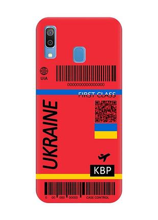 Матовый чехол с красными боками на samsung galaxy a30 (2019)/a20 (2019) :: авиабилет украина (принт 262)
