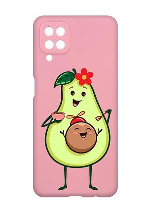 Матовый чехол с розовыми боками на samsung galaxy a12 :: малыш авокадо (принт 309)