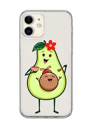 Прозрачный чехол на iphone 12 mini :: малыш авокадо (принт 309)