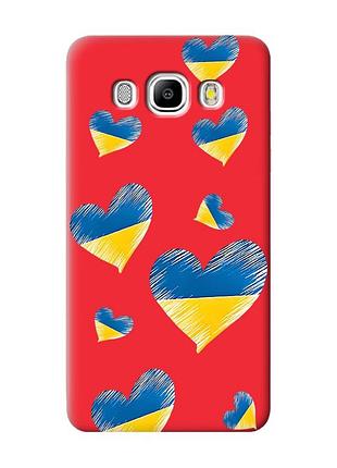 Матовий чохол з червоними боками на samsung galaxy j5 (2016) j510 :: сердечка. україна (принт 258)