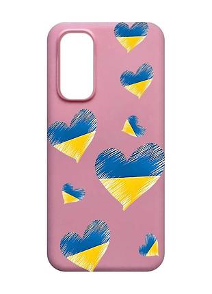 Матовый розовый чехол на xiaomi redmi note 11 4g :: сердечка. украина (принт 258)