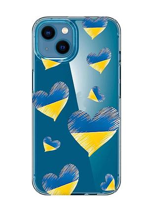 Прозорий чохол для iphone 13 mini :: сердечка. україна (принт 258)