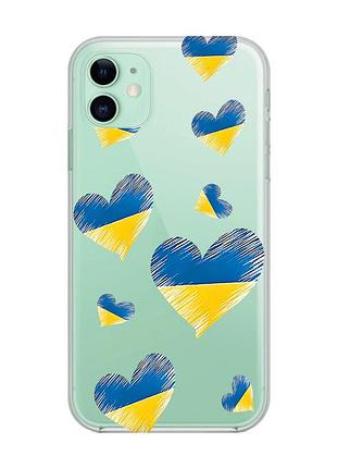 Прозрачный чехол на apple iphone 11 (6,1) :: сердечка. украина (принт 258)