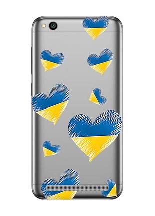 Прозорий чохол на xiaomi redmi 5a :: сердечка. україна (принт 258)