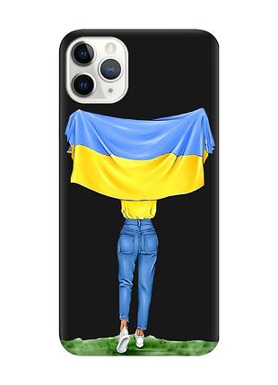 Матовый чехол с черными боками на iphone 11 pro max (6.5) :: девушка с флагом (принт 263)