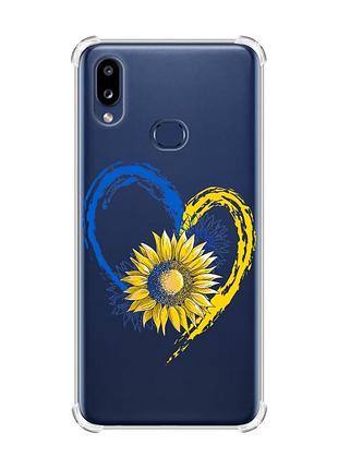 Чехол с утолщенными углами на samsung galaxy a10s (a107) :: сердце с подсолнухом. украина (принт 260)