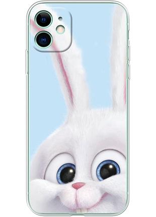Чехол силиконовый с картинкой на iphone 11 (кролик снежок)