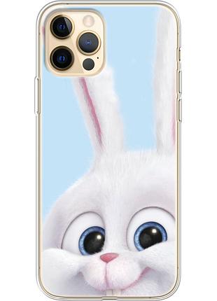 Чехол силиконовый с картинкой на iphone 12 pro max (кролик снежок)