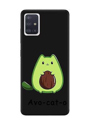 Матовий чохол з чорними боками на samsung galaxy a51 :: котик авокадо (принт 306)