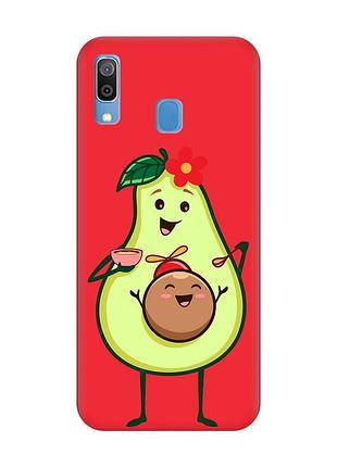 Матовый чехол с красными боками на samsung galaxy a30 (2019)/a20 (2019) :: малыш авокадо (принт 309)