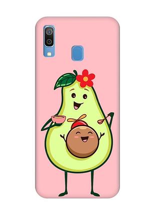 Матовый чехол с розовыми боками на samsung galaxy a30 (2019)/a20 (2019) :: малыш авокадо (принт 309)