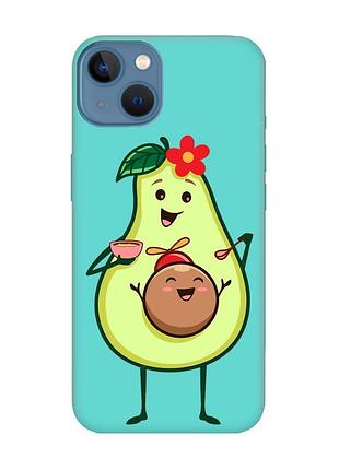 Матовый чехол с бирюзовыми боками на apple iphone 13 :: малыш авокадо (принт 309)