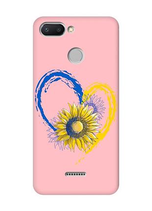 Матовий чохол з рожевими боками на xiaomi redmi 6 :: серце з соняхом. україна (принт 260)