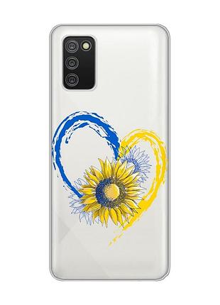 Прозрачный чехол для samsung galaxy a02s :: сердце с подсолнухом. украина (принт 260)