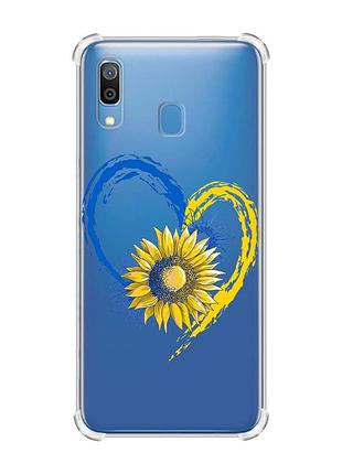 Чехол с утолщёнными углами на samsung galaxy a30(2019)/a20(2019) :: сердце с подсолнухом. украина (принт