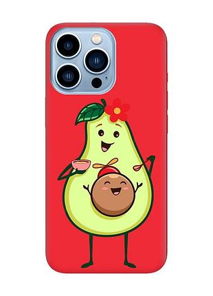 Матовый чехол с красными боками на apple iphone 13 pro max :: малыш авокадо (принт 309)
