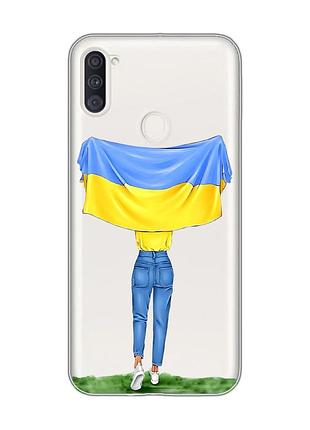 Прозорий чохол на samsung galaxy a11 :: дівчина з прапором (принт 263)