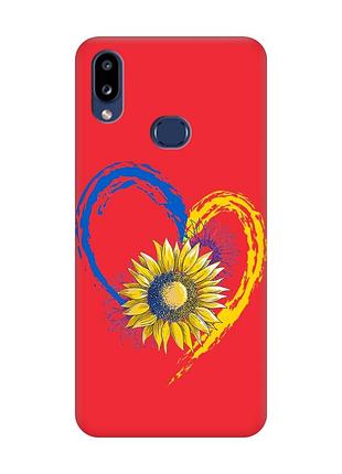 Матовый чехол с красными боками на samsung galaxy a10s (a107) :: сердце с подсолнухом. украина (принт 260)