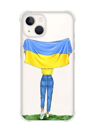 Чохол із потовщеними кутами на iphone 14 plus :: дівчина з прапором (принт 263)