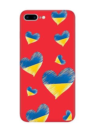 Матовый чехол с красными боками на apple iphone 7 plus/8 plus :: сердечка. украина (принт 258)