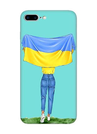 Матовий чохол з бірюзовими боками на apple iphone 7 plus/8 plus дівчина з прапором (принт 263)