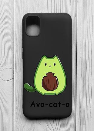 Матовий чохол з чорними боками на samsung galaxy a04e/a042 :: котик авокадо (принт 306)