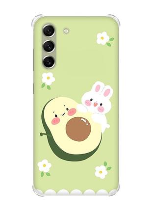 Чехол с утолщёнными углами для samsung s21 fe :: авокадо и зайчонок (принт 311)