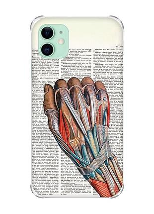 Чохол з потовщеними кутами на apple iphone 11 (6.1) :: анатомія руки (принт 298)