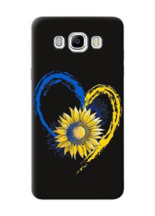 Матовый чехол с черными боками на samsung galaxy j7(2016) j710 :: сердце с подсолнухом. украина (принт 260)