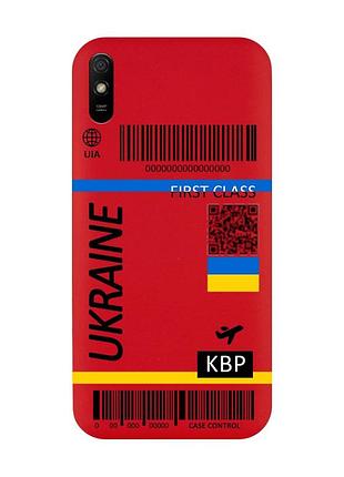 Матовый чехол с красными боками на xiaomi redmi 9a :: авиабилет украина (принт 262)