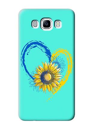 Матовый чехол с бирюзовыми боками на samsung galaxy j7(2016) j710 :: сердце с подсолнухом. украина (принт 260)