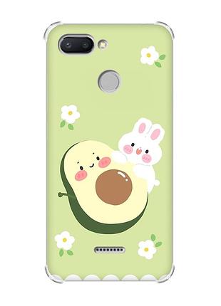 Чохол із потовщеними кутами для xiaomi redmi 6 :: авокадо і зайченя (принт 311)