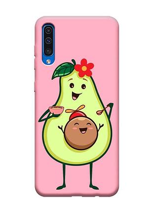 Матовый чехол с розовыми боками на samsung galaxy a50 (2019) a505 :: малыш авокадо (принт 309)