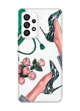 Прозрачный чехол на samsung galaxy a53 :: туфельки и цветы (принт 225)