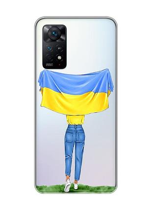 Прозрачный чехол на xiaomi redmi note 11 pro/12 pro 4g :: девушка с флагом (принт 263)