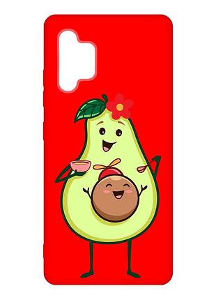 Матовый чехол с красными боками на samsung galaxy a32 :: малыш авокадо (принт 309)