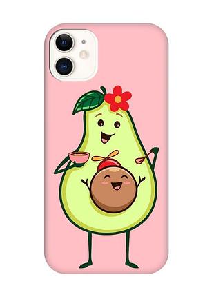 Матовый чехол с розовыми боками на apple iphone 11 (6.1) :: малыш авокадо (принт 309)