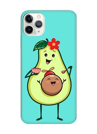 Матовий чохол з бірюзовими боками на iphone 11 pro max (6.5) :: малюк авокадо (принт 309)