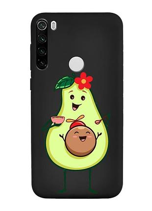 Матовый чехол с черными боками на xiaomi redmi note 8t :: малыш авокадо (принт 309)