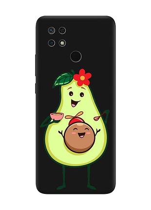 Матовый чехол с черными боками на xiaomi redmi 10c :: малыш авокадо (принт 309)