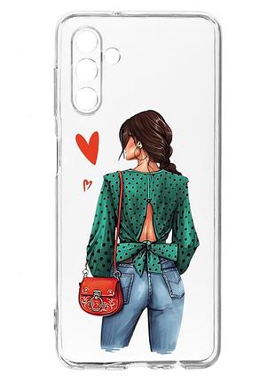 Прозорий чохол на samsung a04s/a13 5g :: дівчина в зеленому (принт 224)