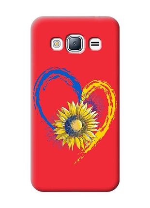 Матовый чехол с красными боками на samsung galaxy j3/j310 :: сердце с подсолнухом. украина (принт 260)