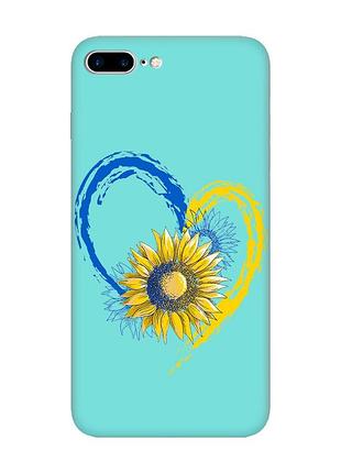 Матовый чехол с бирюзовыми боками на apple iphone 7 plus/8 plus :: сердце с подсолнухом. украина (принт 260)