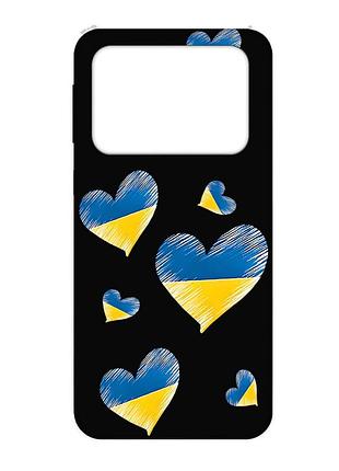 Матовый чехол с черными боками на xiaomi poco x4 pro 5g :: сердечка. украина (принт 258)