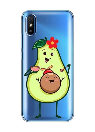 Прозрачный чехол на xiaomi redmi 9a :: малыш авокадо (принт 309)