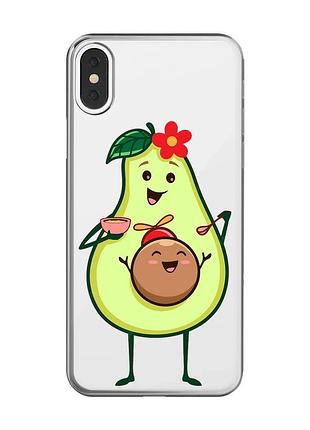 Прозрачный чехол на iphone x / xs :: малыш авокадо (принт 309)